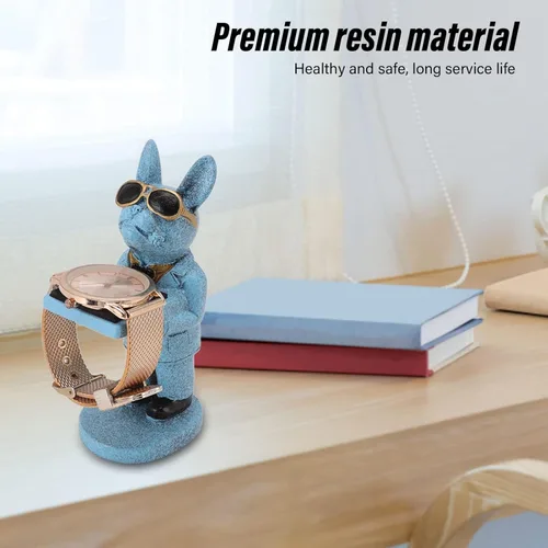 Miniatura 4 de Soporte de exhibición de reloj de bulldog francés, hecho a mano, lindo modelo de figura de perro, estatuas decorativas, soporte de reloj