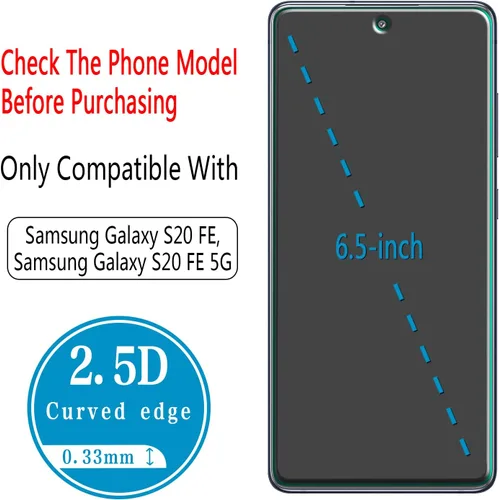 Miniatura 3 de Paquete de 2 protectores de pantalla de privacidad diseñados para Samsung Galaxy S20 FE, A53, A52, A51, vidrio templado antiespía