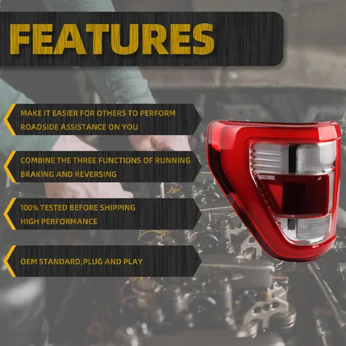 Miniatura 3 de Dasbecan Luz trasera izquierda del lado del conductor compatible con Ford F150 King Ranch 2021 2022 2023 Lariat Limited Platinum con ubicación