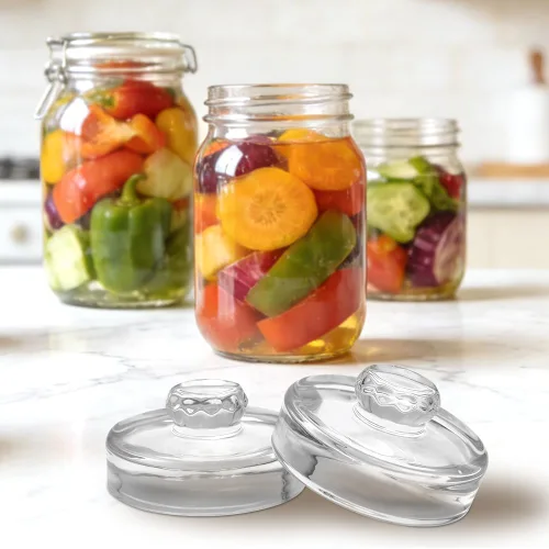 Miniatura 7 de Paquete de 9 pesas de vidrio de fermentación para frascos Mason grandes de boca ancha, kit de fermentación con mango de fácil agarre para Picklin