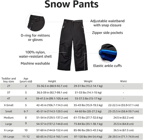 Miniatura 4 de Tienda Essentials - Pantalones de nieve para niño, resistentes al agua
