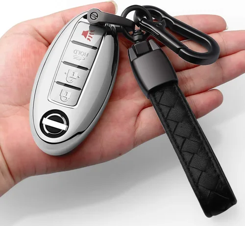 Miniatura 8 de Compatible con Nissan Funda para Llavero con Llavero de Cuero TPU Suave Protección de 360 Grados Funda para Llave para Altima Maxima Rogue Armada