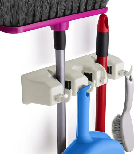 Miniatura 9 de Zulay Home Organizador de fregona y escoba de montaje en pared, fácil de instalar, soporte de pared para guardar suministros de limpieza