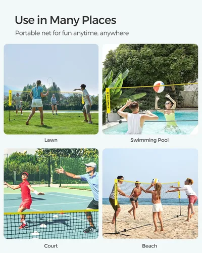 Miniatura 5 de SONGMICS - Red de bádminton ajustable en altura, red de voleibol, red de pickleball para tenis junior, niños, cancha interior y exterior, red