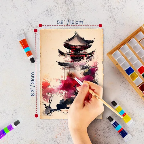 Miniatura 3 de Wanderings 300 g/m² Papel de acuarela grueso hecho a mano, A5 5.8"x8.3" Papel vintage hecho a mano con borde engarzado – Papel antiguo prensado
