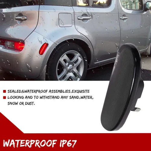 Miniatura 4 de Lente ahumada LED roja luz de marcador lateral trasera lámpara de guardabarros compatible con NISSAN CUBE 2009-2014 26195-1FC0A