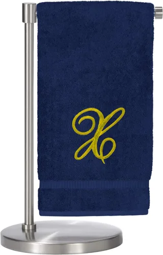Miniatura 158 de Script R - Toalla de baño con monograma, regalo personalizado, 27 x 54 pulgadas, juego de 1 toalla bordada con texto dorado, 100% algodón turco