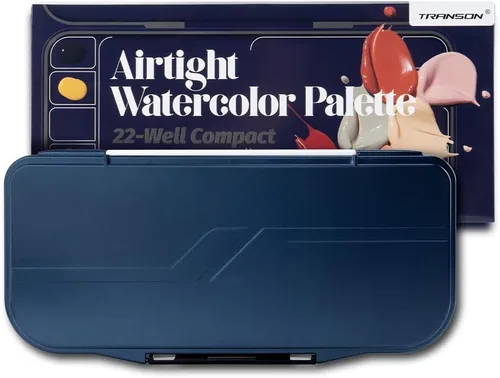 Miniatura 10 de Transon - Paleta de acuarela plegable con tapa de 18 cavidades, 2 áreas de mezcla y 1 bandeja de mezcla grande. También para paleta de pintura