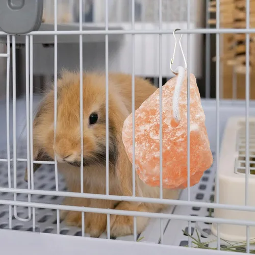 Miniatura 2 de PINVNBY Bloques de sal para conejos, 4 piezas de mascotas pequeñas del Himalaya lamen sal bloque de sal sales minerales naturales con gancho