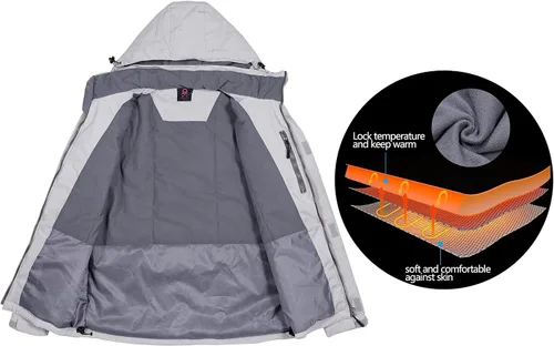 Miniatura 3 de Little Donkey Andy Chaqueta impermeable de esquí y snowboard para mujer, abrigo cálido resistente al viento con capucha desmontable