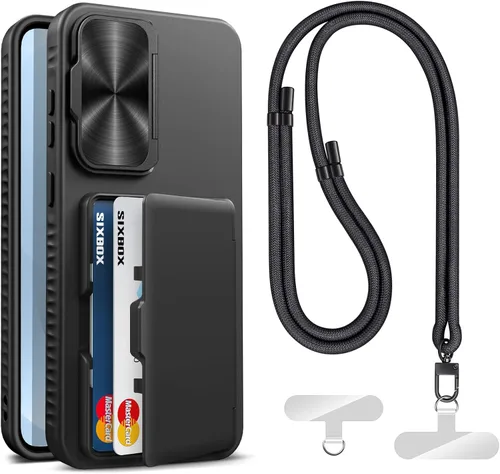 Miniatura 21 de Funda para Samsung Galaxy S25 FE, tarjetero integrado, soporte y cubierta para lente, prueba de caídas de grado militar, borde de silicona suave