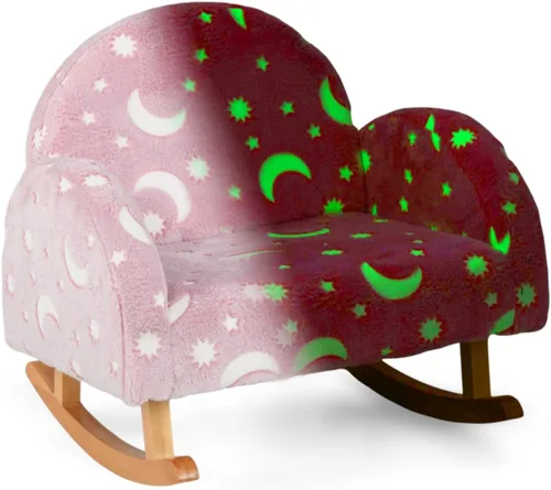 Miniatura 19 de Sofá Infantil INFANS, Silla Balancín para Niños Pequeños con Estructura de Madera Sólida, Diseño Antivuelco, Tela de Felpa, Sillón para Niños