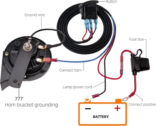 Miniatura 6 de Kit universal de bocina UTV con interruptor basculante LED y cable para carrito de golf, ATV, Polaris RZR, Ranger, General, Side by Side, Can-Am