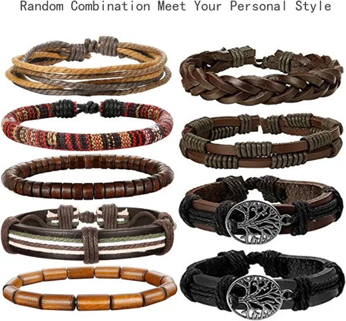Miniatura 2 de Lolias 24 unidades Pulseras de cuero tejido para hombres y mujeres, pulseras ajustables de cuero, sin metal, L-SDL-24PSL-SMS