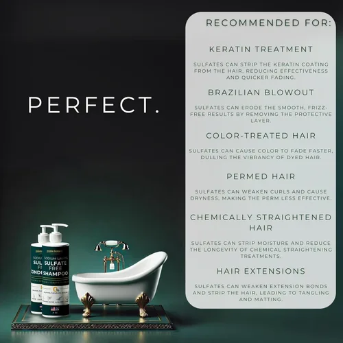 Miniatura 5 de Champú y acondicionador sin lauril sulfato de sodio para cabello tratado con color, todo natural, champú y acondicionador SLS sin parabenos ni