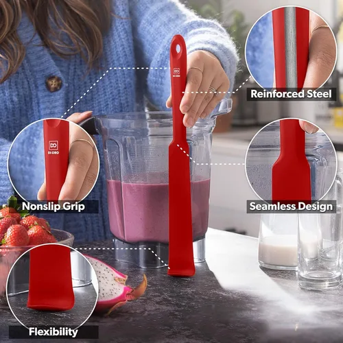 Miniatura 3 de DI ORO Espátulas de Silicona para Licuadora y Tarro - Juego de Utensilios de Silicona Resistentes al Calor para Cocinar, Mezclar, Hornear y Raspar