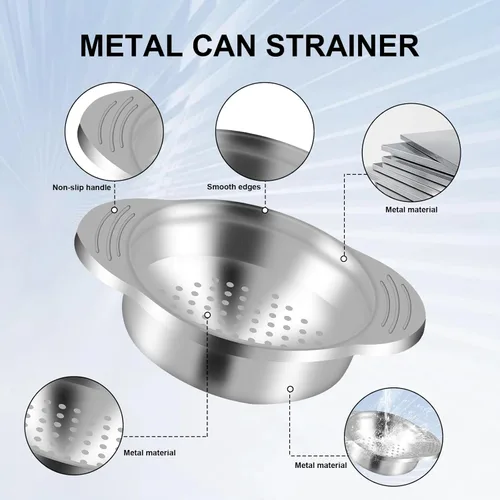Miniatura 3 de Colador de latas de atún de metal de 2 piezas, colador de prensa de grado alimenticio de acero inoxidable para conservas de pescado, frijoles
