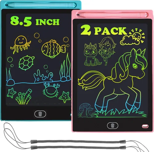Miniatura 8 de Paquete de 2 tabletas de escritura LCD para niños de 8.5 pulgadas, colorido tablero de dibujo para niños, juegos de viaje, actividades