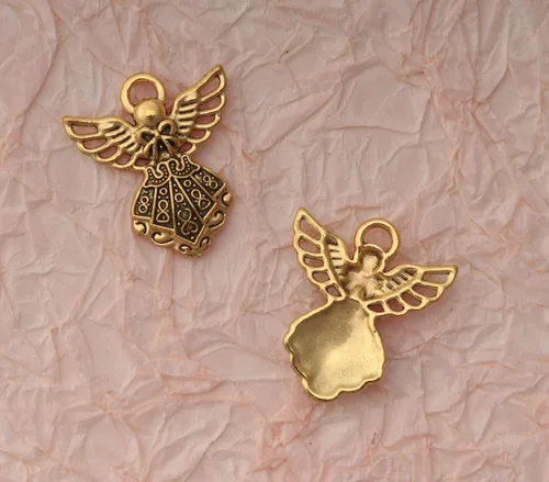 Miniatura 5 de 30 dijes de ángel vintage de metal plateado de 0.06 x 0.91 pulgadas (1.024 x 0.906 in), colgantes vintage para hacer joyas, kit de collares