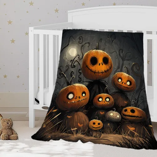 YeeJu Manta de Halloween de calabaza espeluznante vintage para bebé y mascota, acogedora, suave y mullida, manta de forro polar de felpa para sofá,