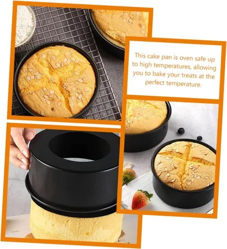 Miniatura 8 de Kichvoe Molde redondo de acero inoxidable, negro, 12 pulgadas