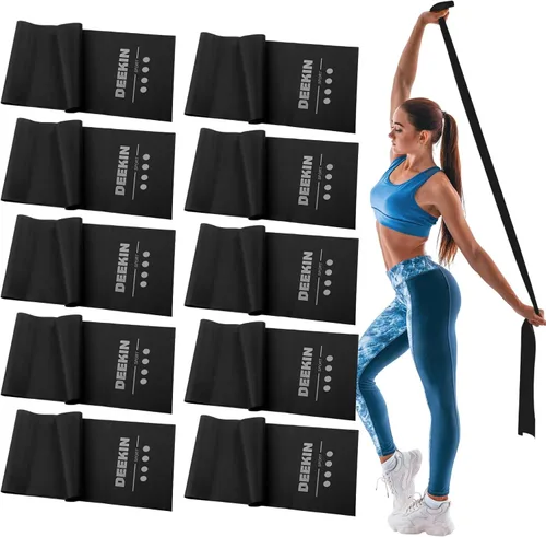 DEEKIN Juego de 10 bandas de resistencia profesionales para ejercicio, sin látex, para pilates, terapia física, entrenamiento de fuerza, yoga,
