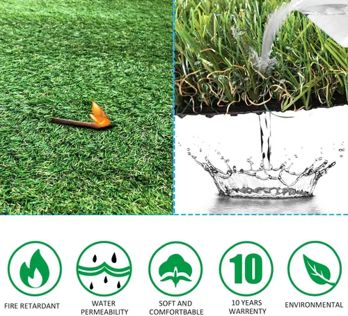 Miniatura 2 de Petgrow Alfombra de césped artificial de 6.5 pies x 10 pies (65 pies cuadrados), alfombra sintética realista para patio, jardín, césped, paisaje