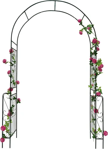 Arco de jardín de metal, montaje libre, enrejado de árbol para plantas trepadoras, soporte de arco de rosas, para decoración de jardín, color negro