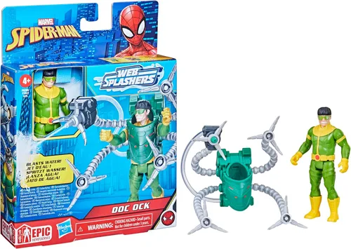 Miniatura 10 de Marvel Spider-Man Aqua Web Warriors - Figura de acción Doc Ock de 4 pulgadas con accesorio de equipo de agua recargable, figuras de acción