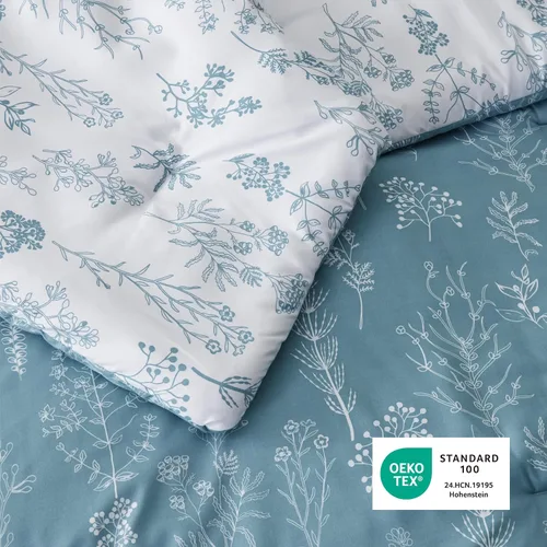 Miniatura 5 de Bedsure - Juego de edredón California King, juego de ropa de cama azul mineral, 3 piezas de ropa de cama floral bonita, 1 edredón reversible suave