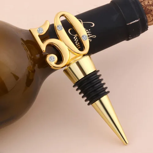 Miniatura 6 de Paquete de 24 recuerdos de fiesta de cumpleaños 50 para invitados, tapones para botellas de vino de 50 años con caja de regalo, tapones de vino