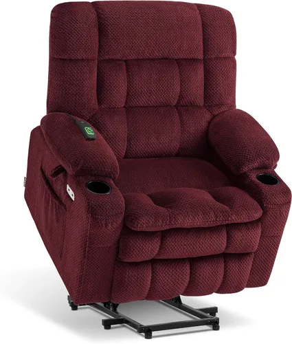 Miniatura 11 de MCombo 7893 - Silla reclinable pequeña de doble motor para ancianos pequeños, silla elevadora de gravedad cero con calor y masaje, posición Beige