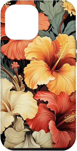 Miniatura 25 de Funda para iPhone 13 Pro Max con diseño tropical hawaiano amarillo rojo hibisco plumeria