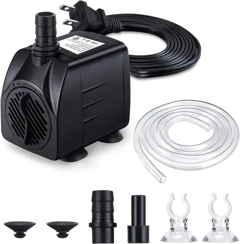 CWKJ Bomba de fuente, bomba de agua sumergible de 220 GPH(15 W, 900 L/H), bomba de agua duradera para fuente al aire libre con tubo de 6.5 pies (ID