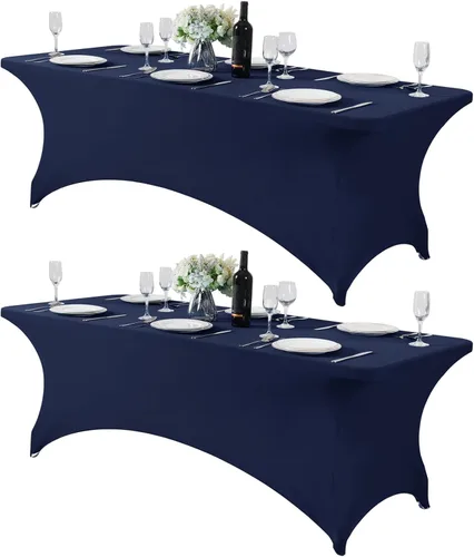 Miniatura 53 de Mantel de elastano para mesas de 4, 6 u 8 pies, mantel elástico universal ajustable para fiestas, banquetes, bodas y eventos - Verde manzana