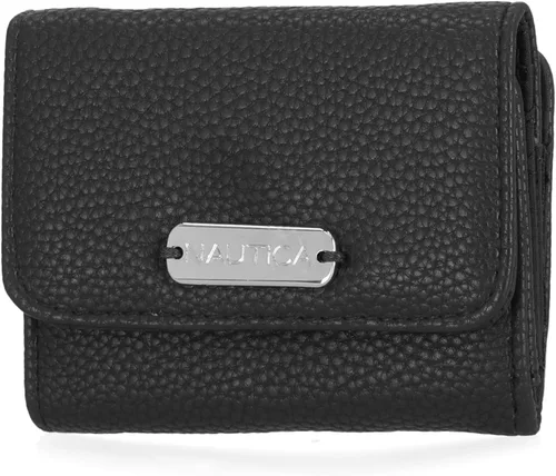 Nautica Rower's End Cartera Pequeña para Mujeres, Bloqueo RFID Portador Delgado de Tarjetas de Crédito con Bolsillo para Monedas con Cremallera,