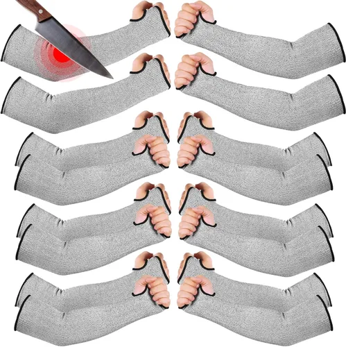 Miniatura 14 de JaGely 6 pares de mangas resistentes a cortes nivel 5 con agujero para el pulgar de 18 pulgadas, mangas de protección para brazos para granjeros