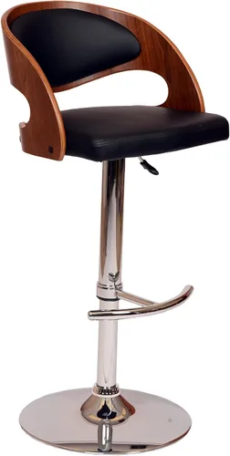 Miniatura 21 de Armen Living Adele - Taburete giratorio moderno de altura ajustable de piel sintética y madera de nogal con base cromada para encimera de isla