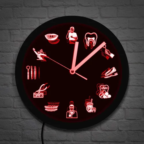 Miniatura 2 de The Geeky Days Dentista Clínica Dental Neón Reloj de Pared Señal Dental Oficina Higienista Iluminación LED Decoración Regalo