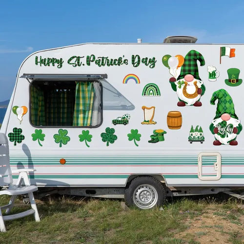 Miniatura 6 de 25 piezas de imanes de refrigerador de gnomos del Día de San Patricio Adhesivos magnéticos de decoración de fiesta irlandesa de trébol