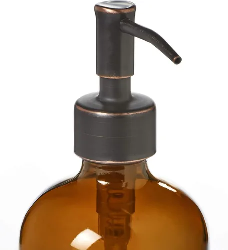 Miniatura 2 de Dispensador de jabón de vidrio con bomba de metal, botella de loción de vidrio de 16 onzas