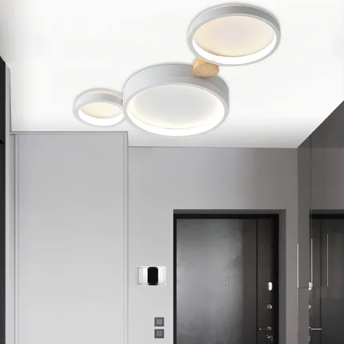 Miniatura 6 de Lámpara de techo LED de 3 luces, 22 pulgadas, moderna lámpara de techo empotrada de madera de 20 W regulable para sala de estar, dormitorio, cocina