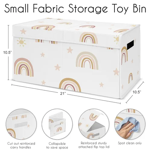 Miniatura 6 de Sweet Jojo Designs Caja de almacenamiento de juguetes de tela bohemia con arco iris para bebé, habitación de niños, color rosa pálido, oro rosa