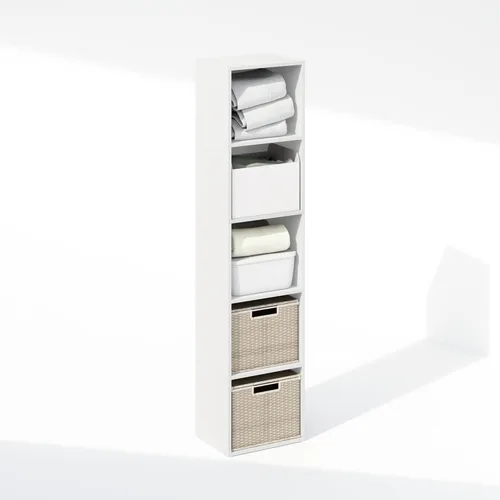 Miniatura 31 de Furinno Organizador de armario de 6 niveles para cubículo, organizador de armario, estante abierto, 21.1 pulgadas de ancho, para armario, Pino ámbar