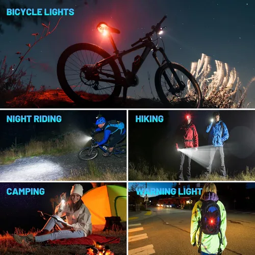 Miniatura 7 de APECYC Bike Lights USB-C Rechargeable Bicycle Front Headlight and Rear Taillight with 4+5 Light Modes, Waterproof Bike Light Set for Night Riding