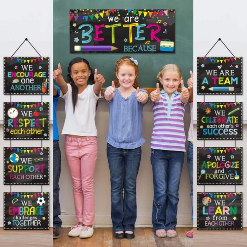 Miniatura 5 de Decoración de aula motivacional para tablón de anuncios, póster de regreso a clases, juego de carteles para jardín de infantes, preescolar
