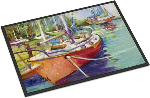 Miniatura 207 de Caroline's Treasures JMK1017JMAT - Tapete de caza de rana garza azul, 24 x 36 pulgadas, tapete para puerta delantera, interior y exterior