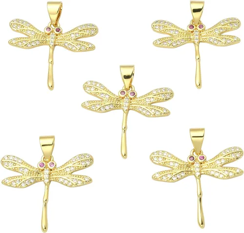 Miniatura 10 de Ipotkitt - 20 piezas de dijes de cobre con circonita cúbica micropavé en forma de flor con anillo de salto, dijes con forma de planta y flor