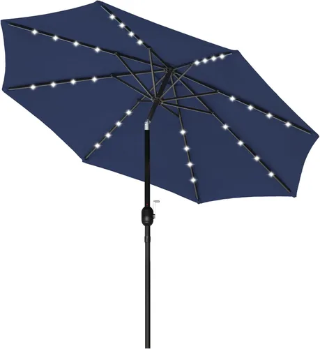 Miniatura 9 de HealSmart Sombrilla de patio de 7.5 pies con botón de inclinación/manivela, sombrilla de mesa al aire libre, 6 varillas resistentes para jardín