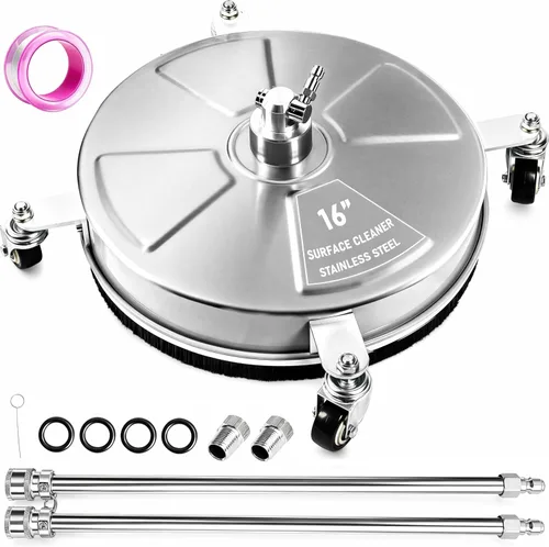 Miniatura 9 de Hourleey Limpiador de superficies de lavadora a presión de 20 pulgadas con asas dobles, limpiador de superficies de acero inoxidable con 4 ruedas